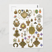 アンティークジュエリーヴィンテージアートイラストレーションフェイクCa ポストカード (正面/裏面)