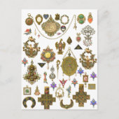 アンティークジュエリーヴィンテージアートイラストレーションフェイクCa ポストカード (正面)