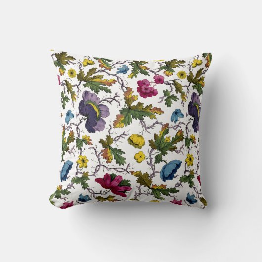 アンティークジョージアンエラフローラルパターンプリント クッション (正面)