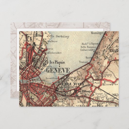 アンティークスイスのカード地図 ポストカード (正面/裏面)