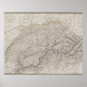 アンティークスイスの地図 ポスター (正面)