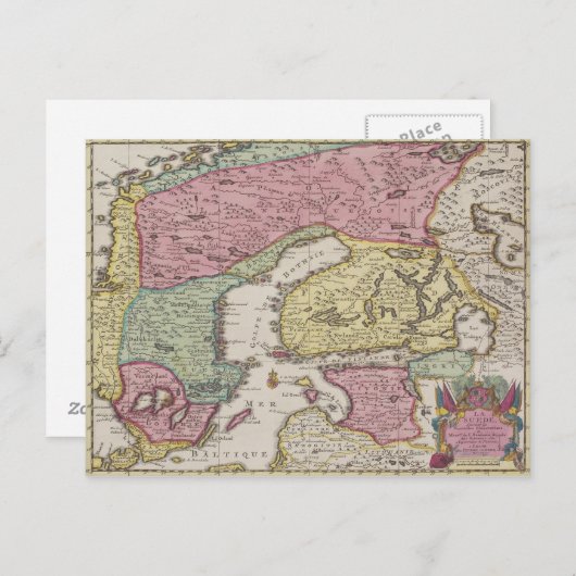 アンティークスウェーデンの地図2 ポストカード (正面/裏面)