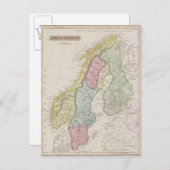 アンティークスウェーデンの地図 ポストカード (正面/裏面)