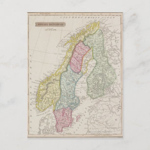 アンティークスウェーデンの地図 ポストカード