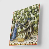 アンティークスカッシュ収穫スクッシュ中世絵画の スクエア壁時計 (傾斜)