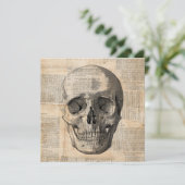 アンティークスカルイラストレーションヴィンテージアートニュースプリント カード (スタンド正面)