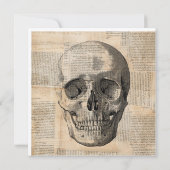 アンティークスカルイラストレーションヴィンテージアートニュースプリント カード (裏面)