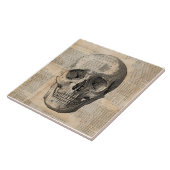 アンティークスカルイラストレーションヴィンテージアートニュースプリント タイル (側面)