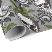 アンティークスカルブラックグレーバラ ラッピングペーパー (ロールコーナー)