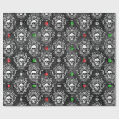 アンティークスカル装飾ゴシッククリスマス ラッピングペーパー (フラット)