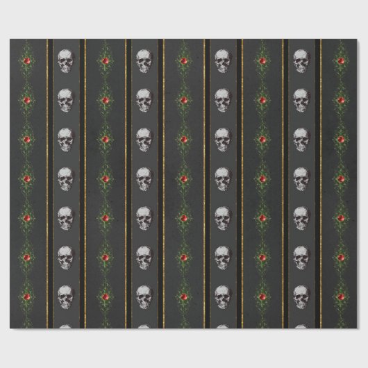 アンティークスカル装飾宝石ゴシッククリスマス ラッピングペーパー (フラット)
