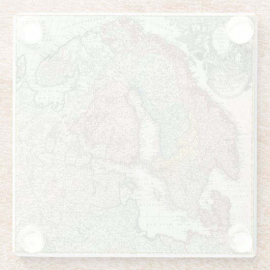 アンティークスカンジナビアの地図 ガラスコースター (裏面)