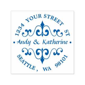 アンティークスクロール差出人住所ラウンド セルフインキングスタンプ