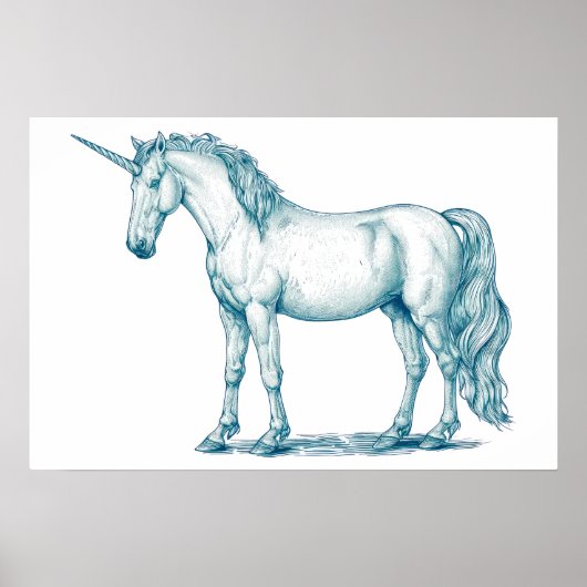 アンティークスケッチのユニコーン ポスター (正面)