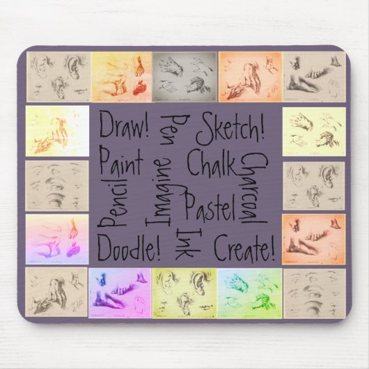 アンティークスケッチスケッチを描画絵を描 マウスパッド (正面)