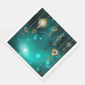 アンティークスケルトン鍵の緑の背景 (コーナー)