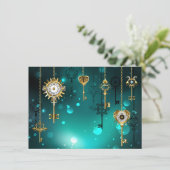 アンティークスケルトン鍵の緑の背景 アドバイスカード (スタンド正面)