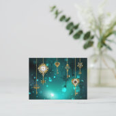 アンティークスケルトン鍵の緑の背景 アドバイスカード (スタンド正面)