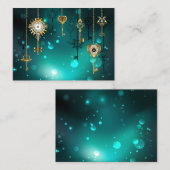 アンティークスケルトン鍵の緑の背景 アドバイスカード (正面/裏面)