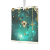 アンティークスケルトン鍵の緑の背景 カーエアーフレッシュナー (左)