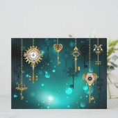 アンティークスケルトン鍵の緑の背景 カード (スタンド正面)