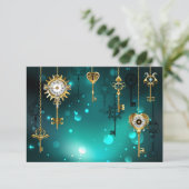 アンティークスケルトン鍵の緑の背景 カード (スタンド正面)