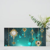 アンティークスケルトン鍵の緑の背景 カード (スタンド正面)