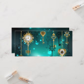 アンティークスケルトン鍵の緑の背景 カード (正面/裏面インサイチュ)