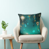 アンティークスケルトン鍵の緑の背景 クッション (椅子)