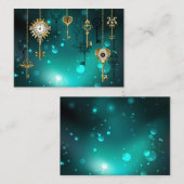 アンティークスケルトン鍵の緑の背景 コーリングカード (正面/裏面)