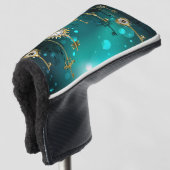 アンティークスケルトン鍵の緑の背景 ゴルフヘッドカバー (3/4 正面)