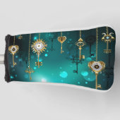 アンティークスケルトン鍵の緑の背景 ゴルフヘッドカバー (正面)