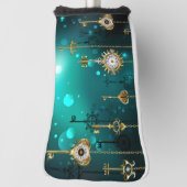 アンティークスケルトン鍵の緑の背景 ゴルフヘッドカバー (回転90)