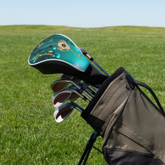 アンティークスケルトン鍵の緑の背景 ゴルフヘッドカバー (インサイチュ)