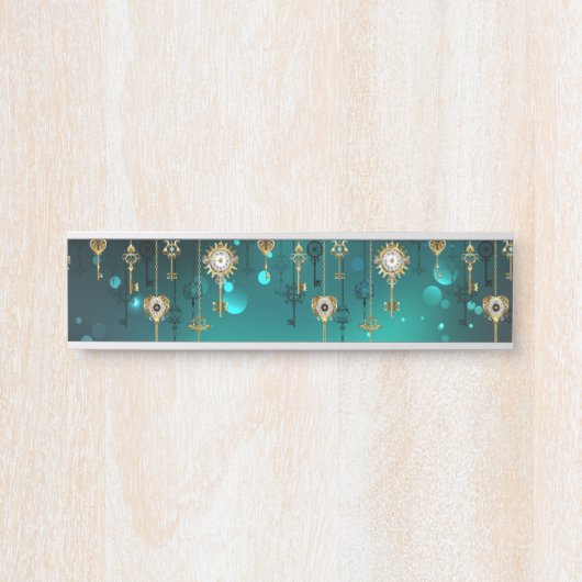 アンティークスケルトン鍵の緑の背景 サインプレート (正面)