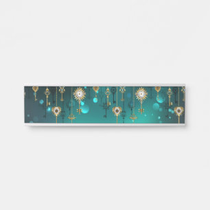 アンティークスケルトン鍵の緑の背景 サインプレート