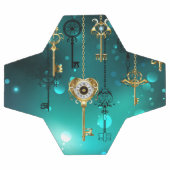 アンティークスケルトン鍵の緑の背景 サッカーボール (フラット)