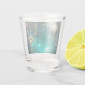 アンティークスケルトン鍵の緑の背景 ショットグラス (裏面)