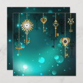 アンティークスケルトン鍵の緑の背景 シーズンカード (正面/裏面)