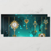 アンティークスケルトン鍵の緑の背景 シーズンカード (正面/裏面)