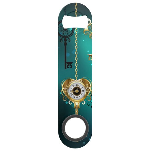 アンティークスケルトン鍵の緑の背景 スピード栓抜き (正面)