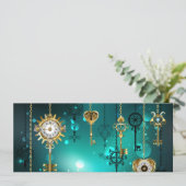 アンティークスケルトン鍵の緑の背景 セーブザデート (スタンド正面)