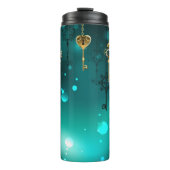 アンティークスケルトン鍵の緑の背景 タンブラー (正面)