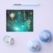 アンティークスケルトン鍵の緑の背景 チラシ (シングル)