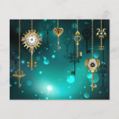 アンティークスケルトン鍵の緑の背景 チラシ (正面)