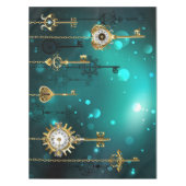 アンティークスケルトン鍵の緑の背景 テーブルクロス (正面)