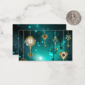 アンティークスケルトン鍵の緑の背景 ノートカード (正面/裏面インサイチュ)