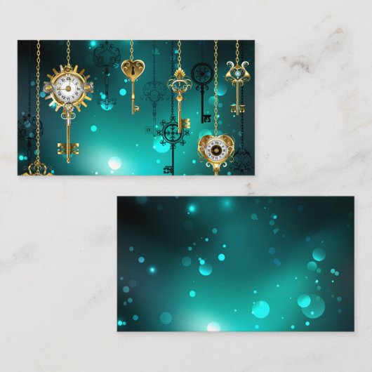 アンティークスケルトン鍵の緑の背景 ノートカード (正面/裏面)