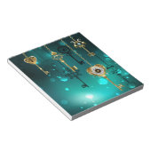 アンティークスケルトン鍵の緑の背景 ノートパッド (アングル)