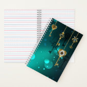 アンティークスケルトン鍵の緑の背景 ノートブック (内側)